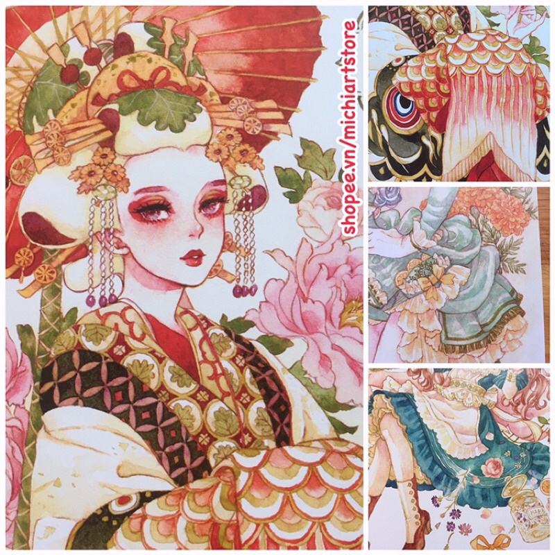 [Michi Art Store] Đồ Ngọt Biến Thân Phục Cổ Thiếu Nữ - Artbook thiếu nữ phục cổ