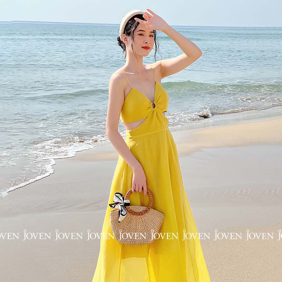 Đầm mini dây khoen cut eo Joven