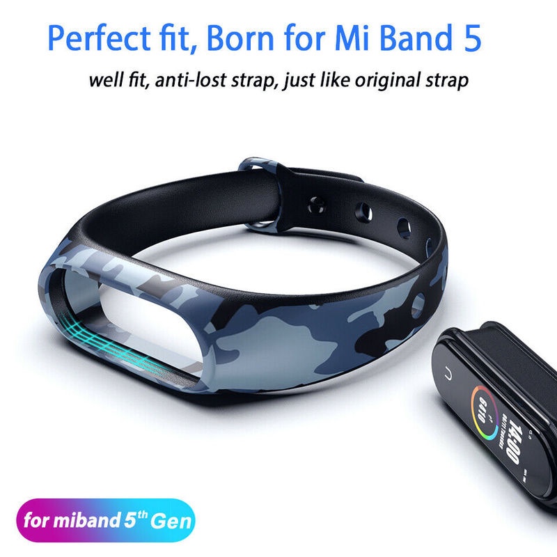 Dây Đeo Cổ Tay Thay Thế Bằng Silicon Mềm Họa Tiết Rằn Ri Cho Xiaomi Mi Band 5