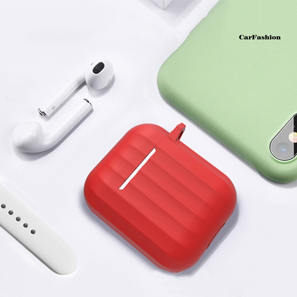 Vỏ Bảo Vệ Hộp Sạc Tai Nghe Bluetooth Airpods 1 / 2 Bằng Silicon Kèm Móc Treo Tiện Dụng