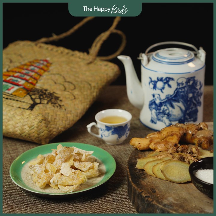 Mứt gừng Huế làng Tuần 1kg làm thủ công thái lát mỏng, Bánh mứt Tết, Quà biếu Tết - The Happy Birds