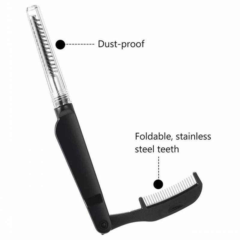 Lược Chải Lông Mày/Lông Mi Hai Đầu Bằng Thép Có Thể Gập Lại Tiện Dụng