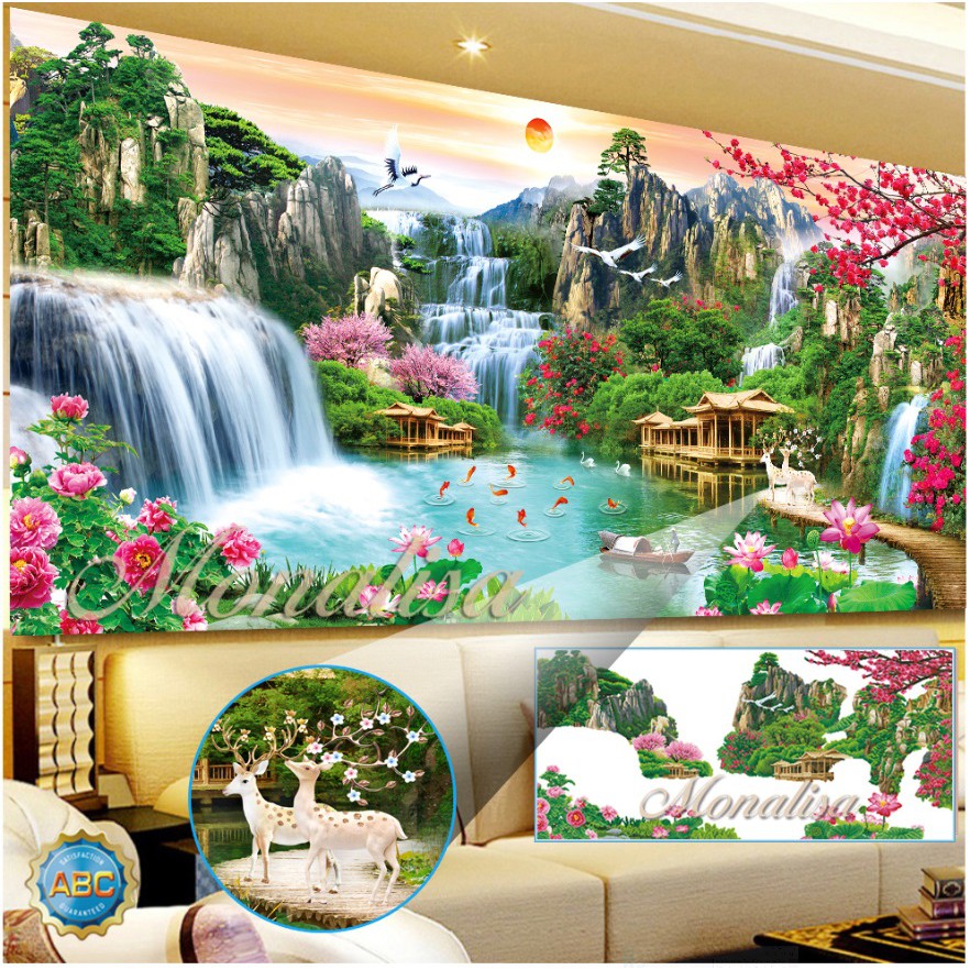 Tranh đính đá phong cảnh sơn thủy hữu tình  y8271 . Y8272  y8273  vs489