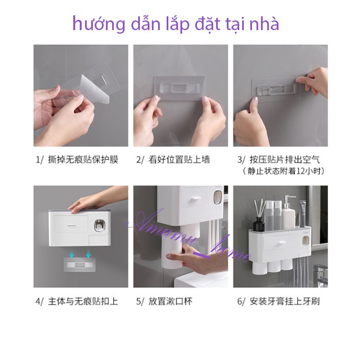 [Hàng cao cấp]KỆ ĐỂ ĐỒ-NHẢ KEM ĐÁNH RĂNG KÈM  2 CỐC, 3 CỐC, 4 CỐC LỰC HÚT NAM CHÂM NHẢ KEM TỰ ĐỘNG BẢO HÀNH 1 ĐỔI 1