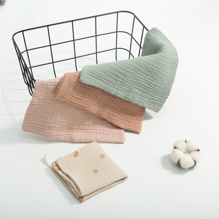 Set 5 Khăn Xô Organic Cho Bé Kích Thước 23*23cm, Khăn Sữa  4 Lớp Babibu - KXO4