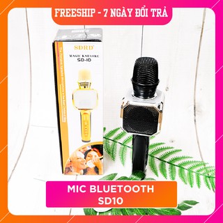 Mic Karaoke Bluetooth SD-10 Kiêm loa không dây, Mic bắt giọng, kết nối USB