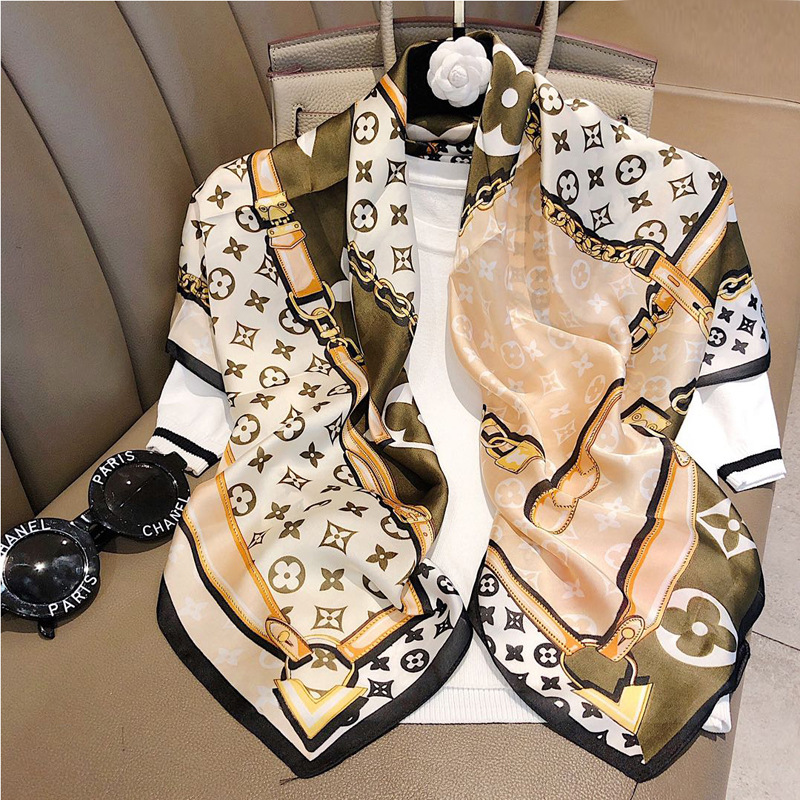 Khăn Choàng Lụa Khổ Vuông 90x90 cm Hoa Văn Sang Trọng Cho Nữ