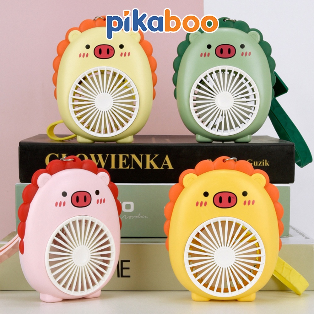 Quạt cầm tay mini sạc điện Pikaboo cao cấp cute kèm móc khóa tiện lợi được làm từ nhựa ABS an toàn cho bé