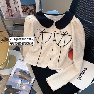 Áo nữ bigsize, áo kiểu 2 túi nơ tay dài phối cổ lá sen 55 - 90kg