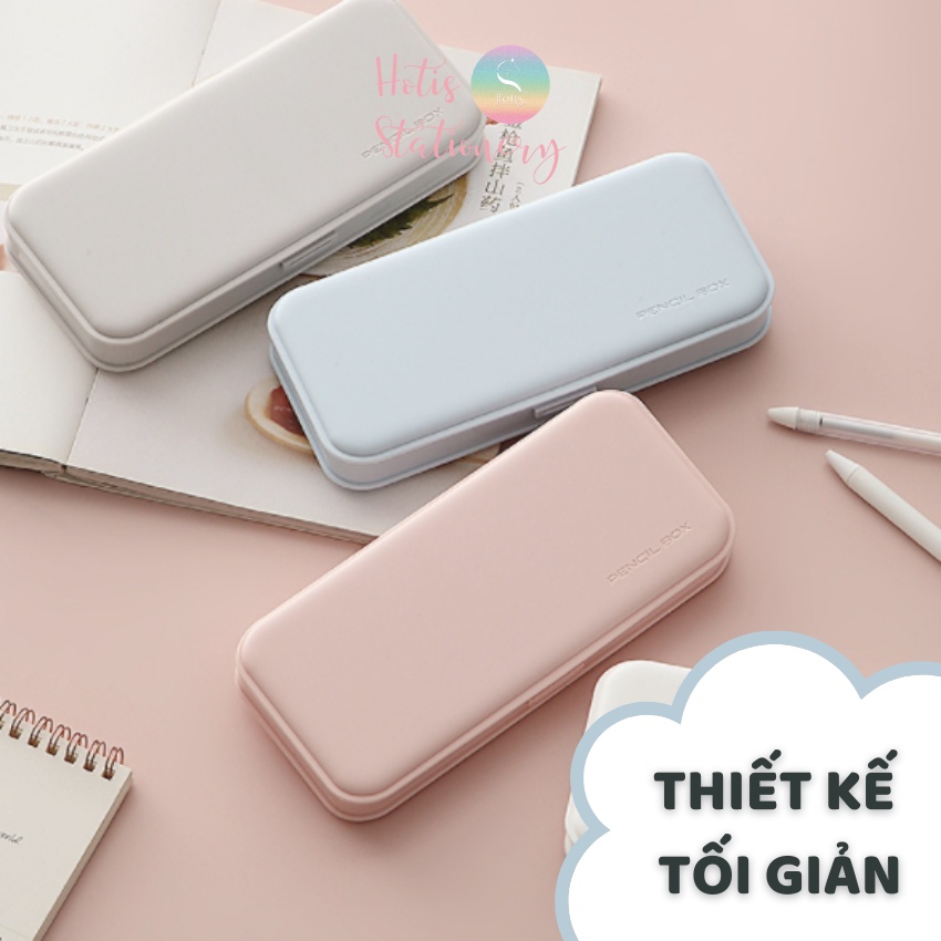 Hộp bút nhựa màu pastel Pencil Box thiết kế tối giản - 3 ngăn Hotis Stationery