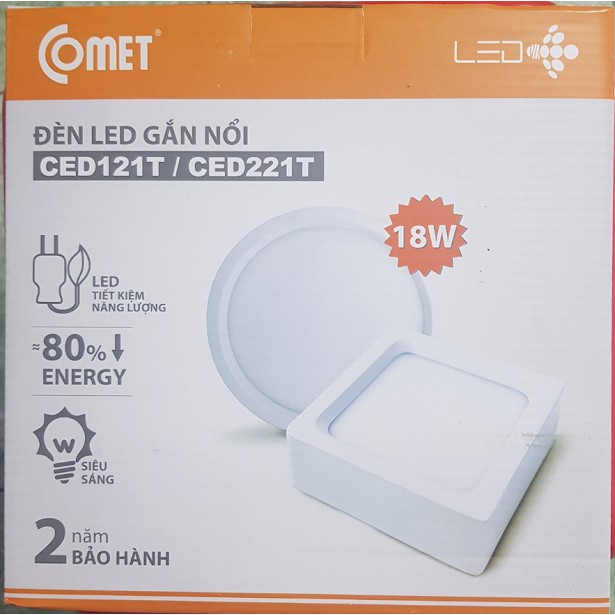 Đèn led ốp trần nổi Comet CED121T-18D, Công suất 18W (Bảo hành chính hãng)