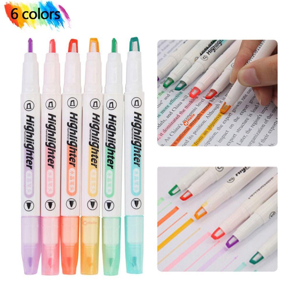 LEISURE Set 6 Bút Bắt Sáng Hai Đầu Màu Sắc Ngọt Ngào