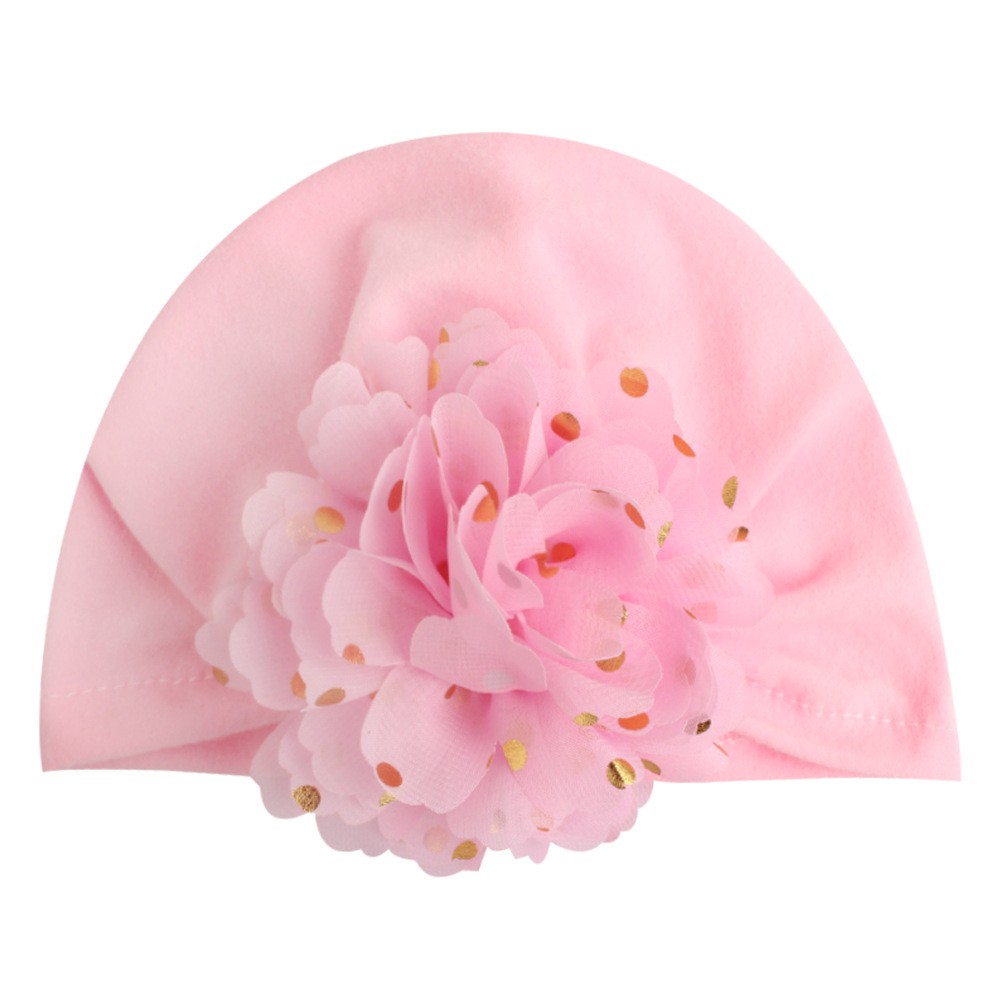 Mũ turban hoa lớn đính hạt kim tuyến siêu yêu cho bé(0-12 tháng)