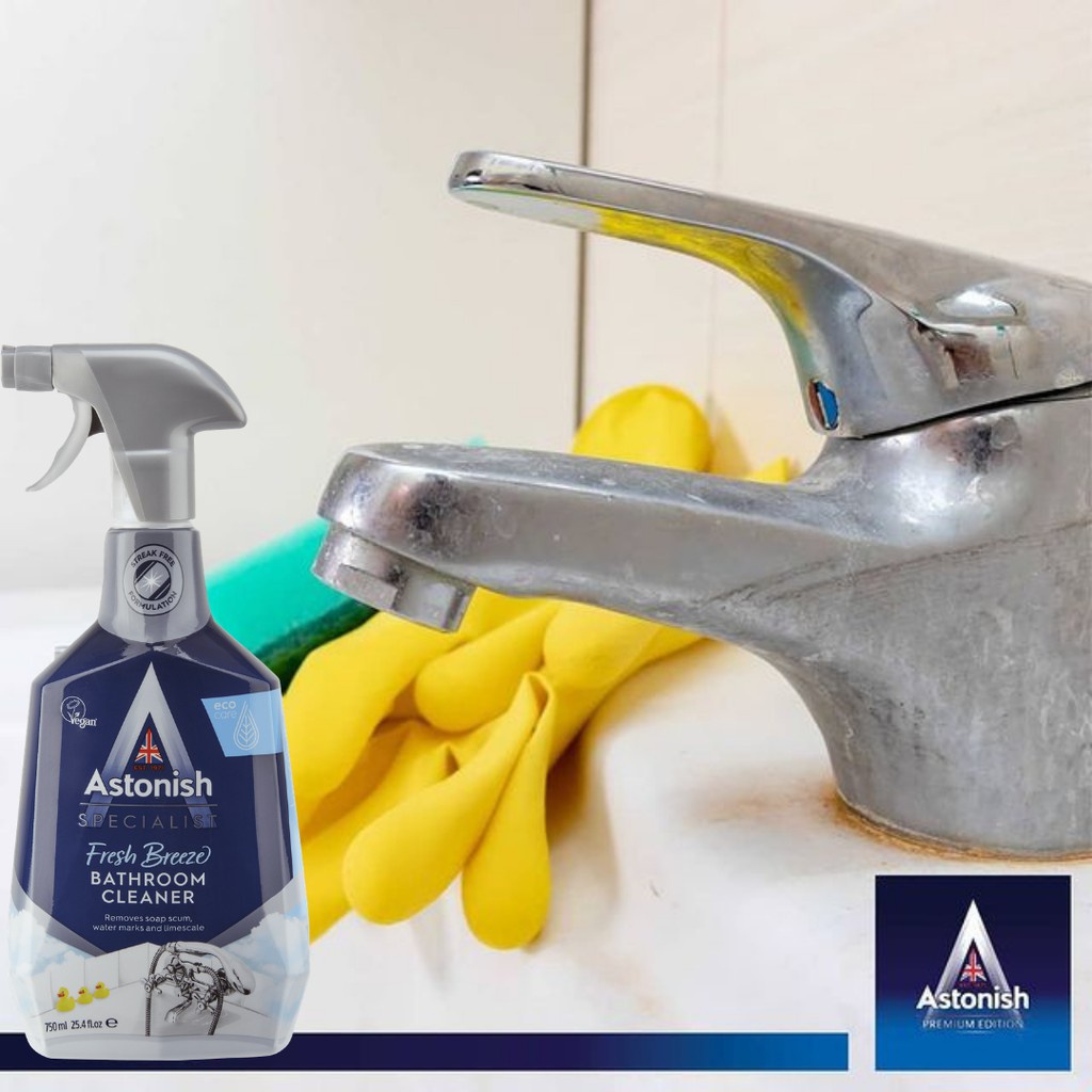 Tẩy cặn canxi nhà tắm Astonish đồ inox sen vòi không ăn mòn kim loại C6710
