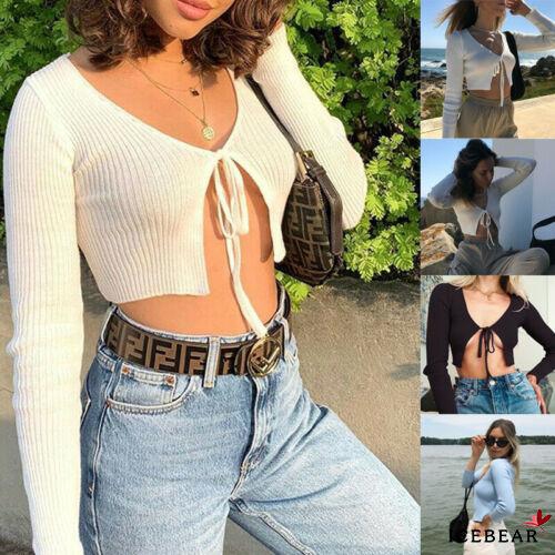 ✸✸Áo Croptop Tay Dài Dáng Ôm Thời Trang Đi Biển Mùa Hè Cho Nữ