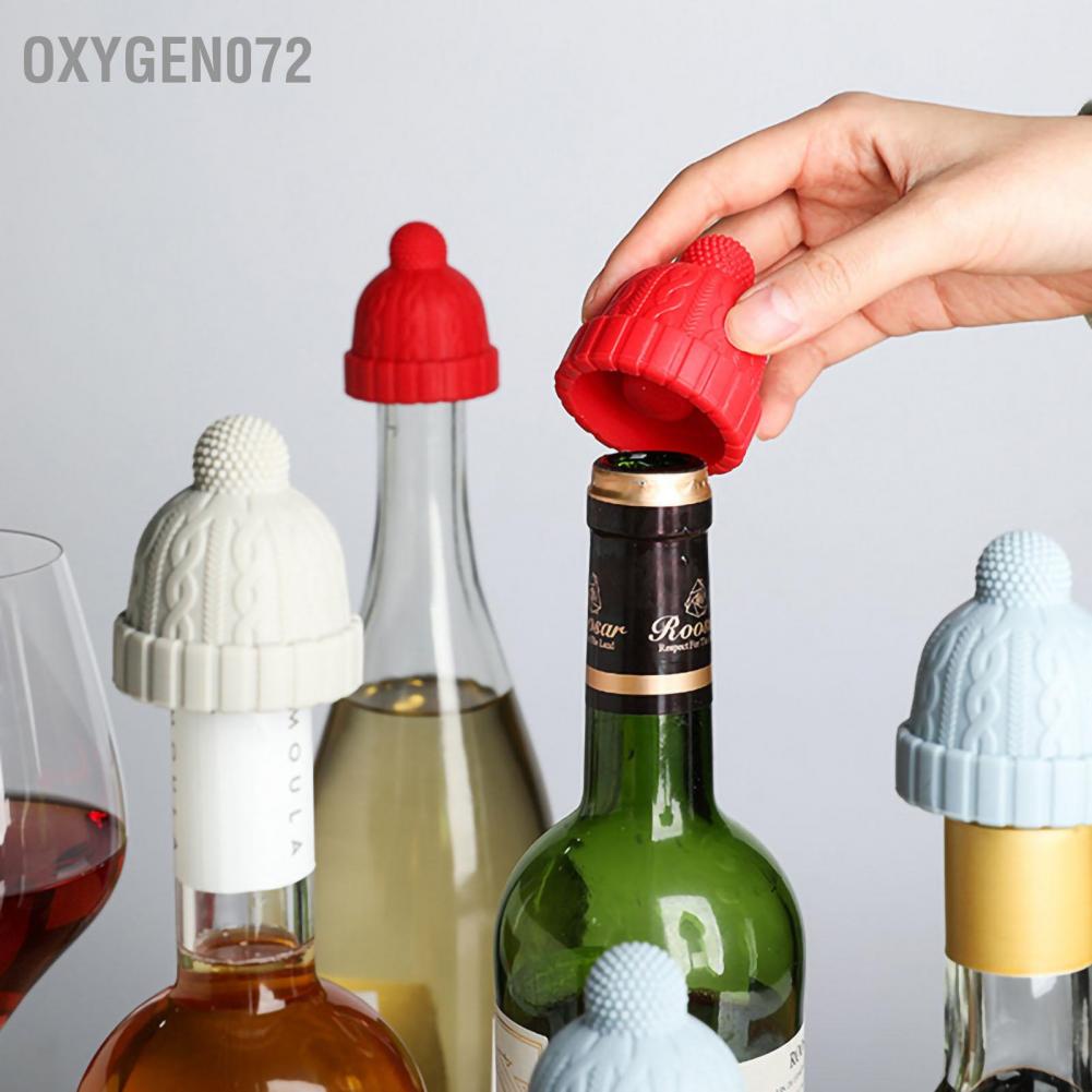 Oxygen072 Oxygen072 Đan Beanie Hình Chai Rượu Nắp Silicone Bảo Quản Tiết Kiệm Có Thể Tái Sử Dụng Cho Whisky Bia