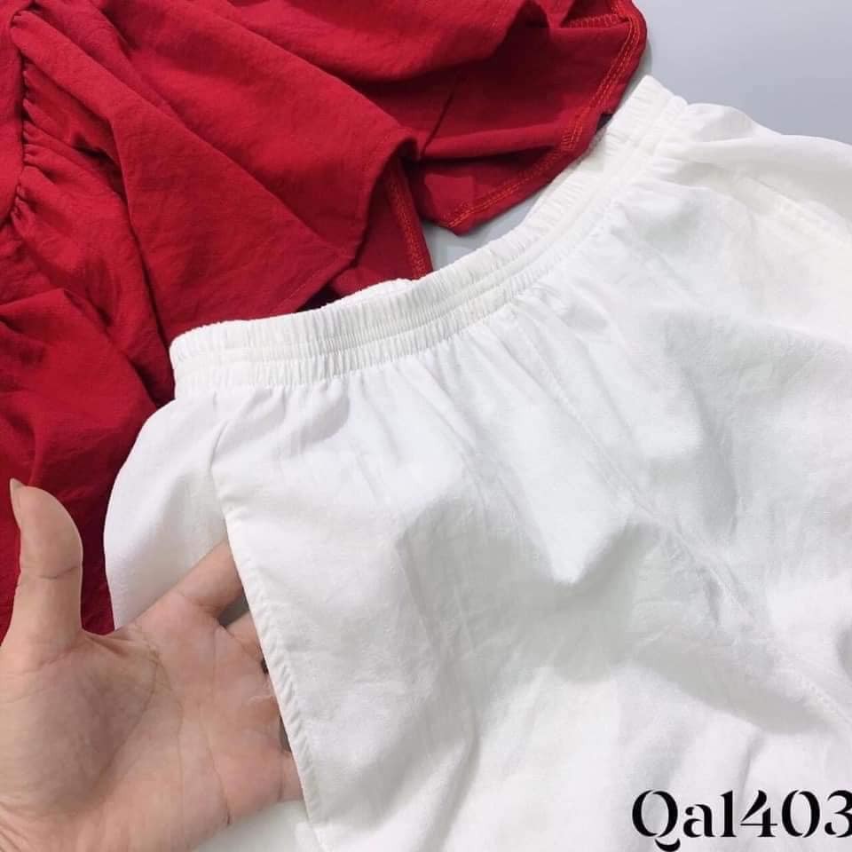 bán sỉ bộ nữ áo đỏ sát nách quần trắng