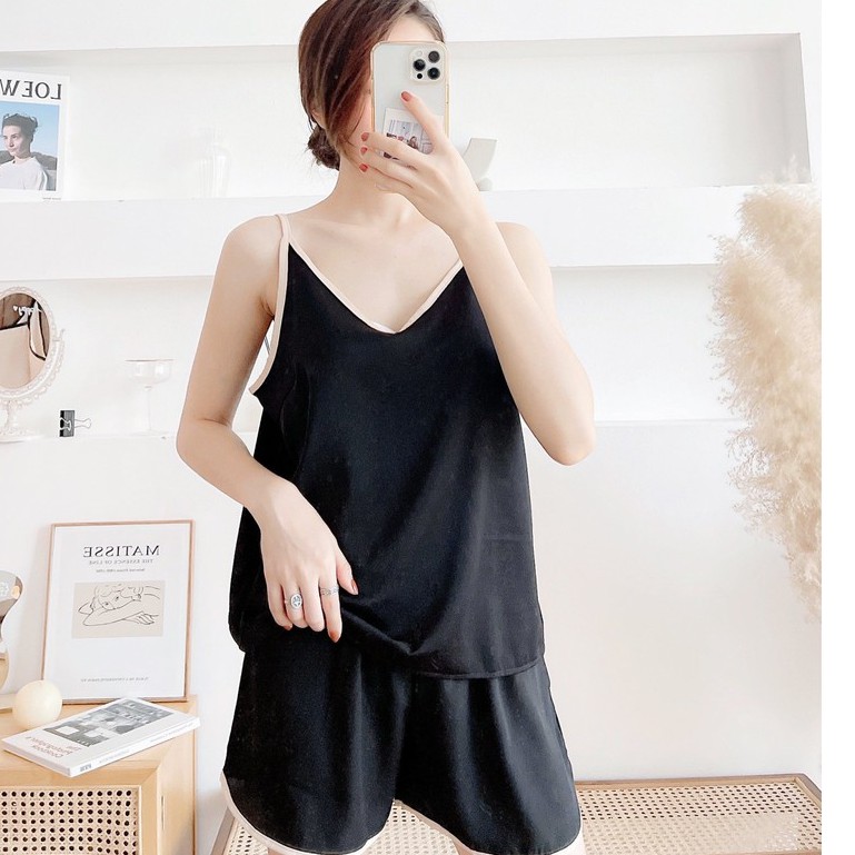 Bộ ngủ lụa hai dây cao cấp