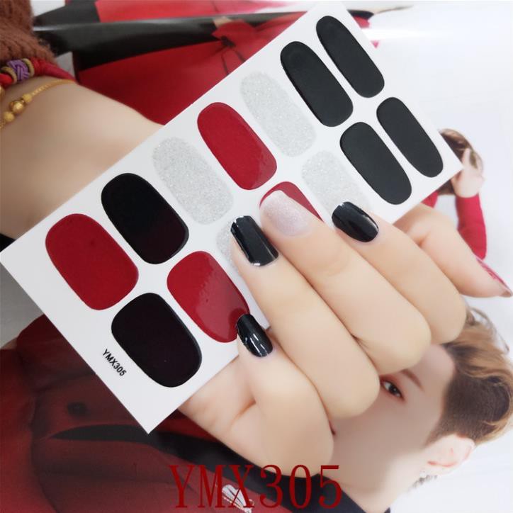 Bộ dán móng tay dán nail sticker gồm 14 móng, không thấm nước,độ đàn hồi cao YMX 301 302 304