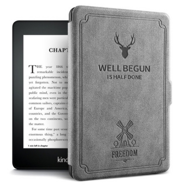 Bao da Kindle Paperwhite 1/2/3/4 da sần hoạ tiết dập chìm đầu Hươu