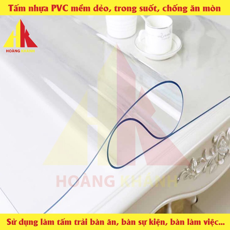 Tấm nhựa trải bàn trong suốt HOANGKHANH - Mềm dẻo, chịu nhiệt, chống ăn mòn, chống vỡ - Rèm ngăn lạnh điều hòa