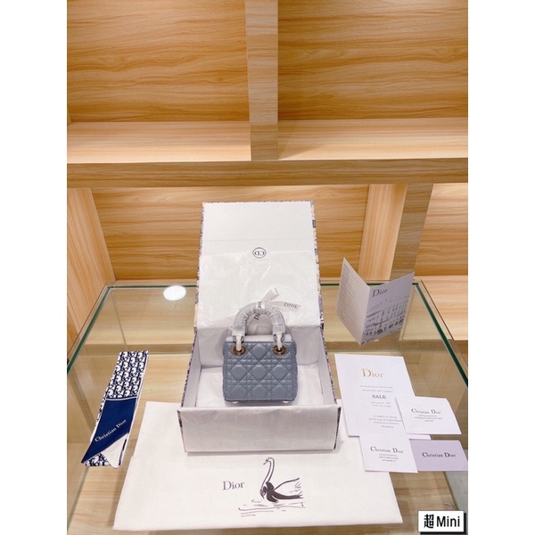 Túi xách Diỏr lady micro sz mini 3 ô chất da thật sz 12cm