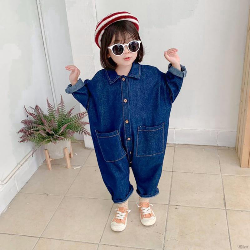 Jumpsuit Denim Phối Nút Dành Cho Bé