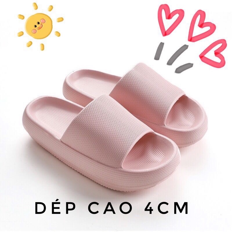 Dép Bánh Mì nữ quai ngang thời trang độn đế 4cm siêu nhẹ siêu êm chống nước đi mưa thoải mái