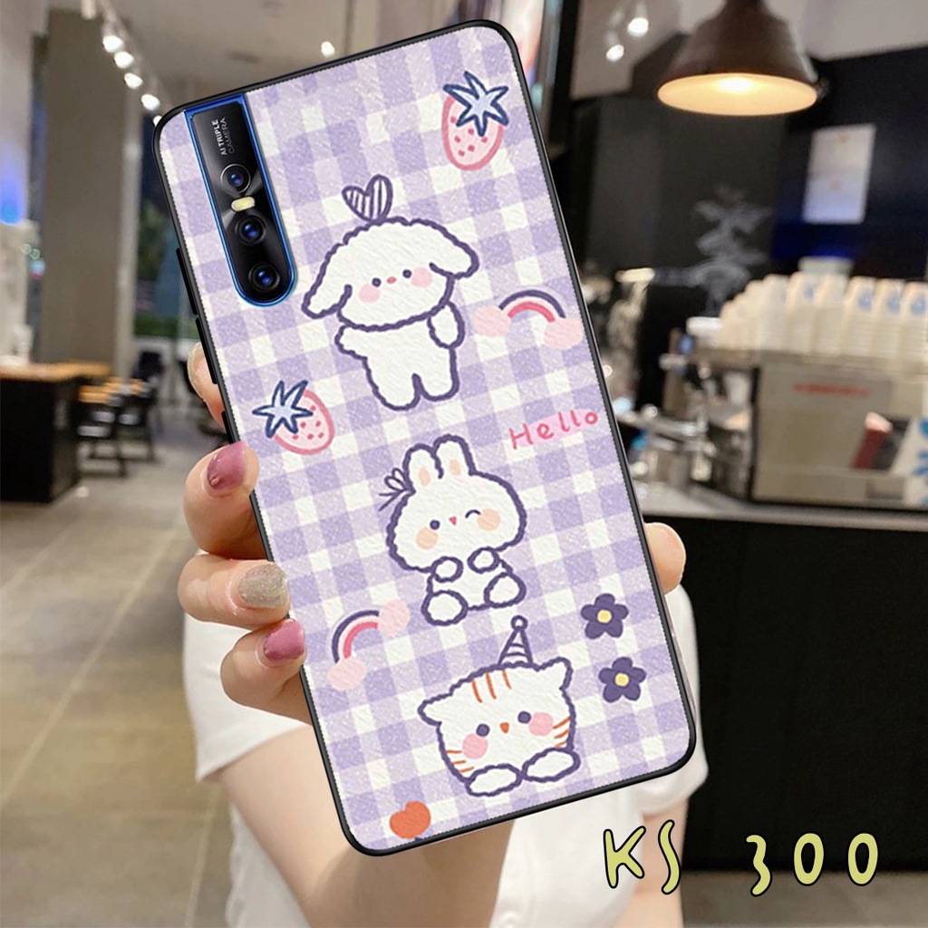Ốp lưng Vivo V15 - Vivo V15 Pro - Vivo V17 - Vivo V17 Pro - Ốp in hình gấu &amp; thỏ đang yêu - lưng nhám viền TPU cao cấp