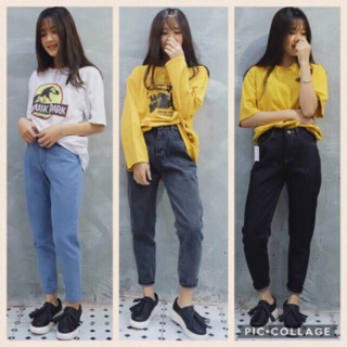 Quần baggy bò trơn-Kèm Hình Thật