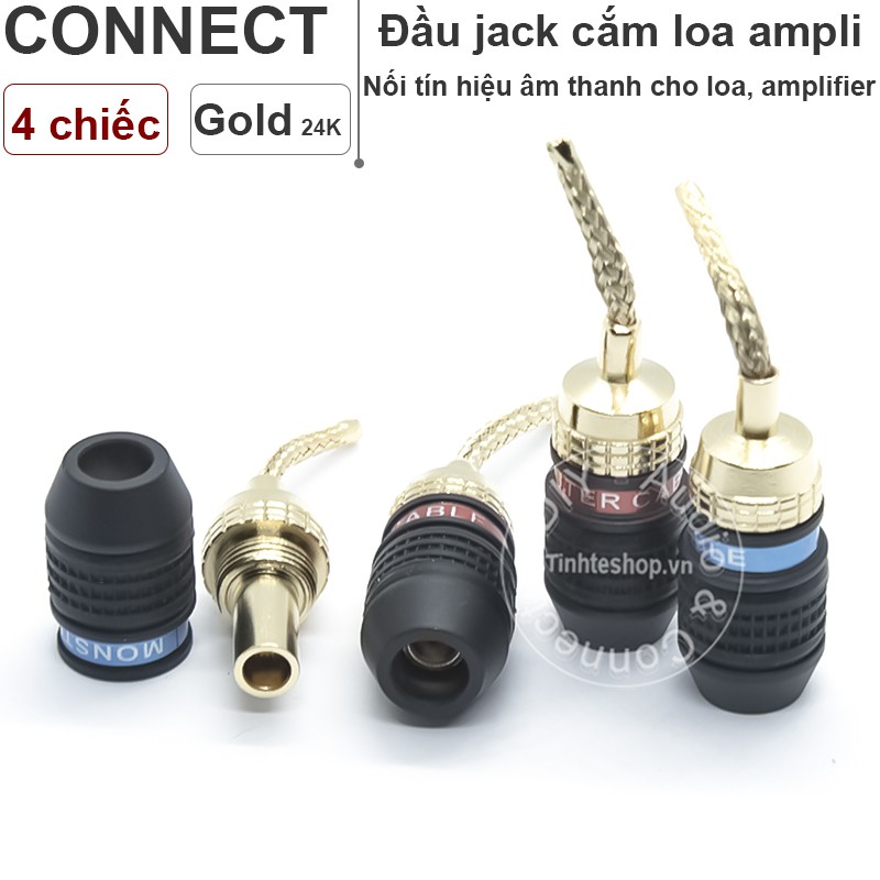 4 chiếc - Rắc cắm mỏ chim mềm cho Loa Âm ly - Jack cắm loa mỏ chim mềm gold 24K 2.5mm OD4mm