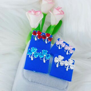Bông tai bạc ta cỏ 3 lá may mắn