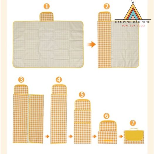 Thảm dã ngoại picnic caro Vàng decor chụp ảnh ngoài trời cực đẹp