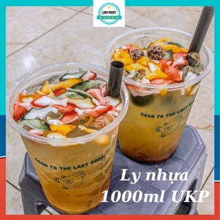 Ly nhựa 1000ml, cốc nhựa 1000ml kèm nắp ukp linhmart