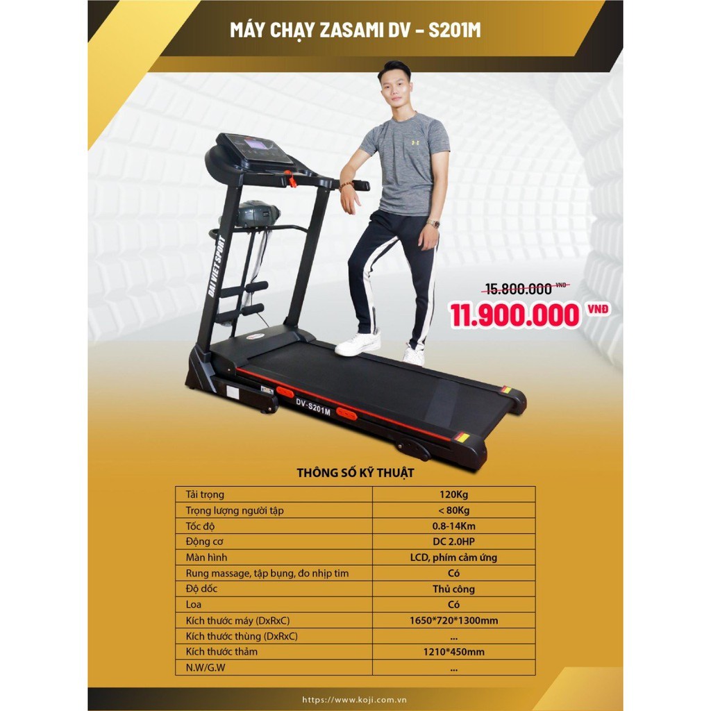 Máy chạy bộ điện Zasami DV S201M,máy tập phù hợp với mọi lứa tuổi,nâng cao sức khỏe cho cả gia đình,bảo hành 24 tháng