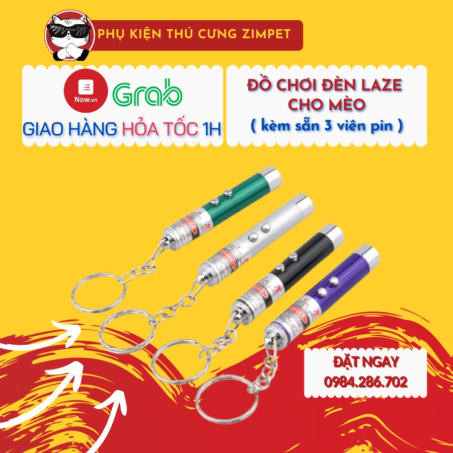 Đèn Laze trêu mèo kèm 3 viên pin - Đồ chơi cho chó mèo - Zimpet