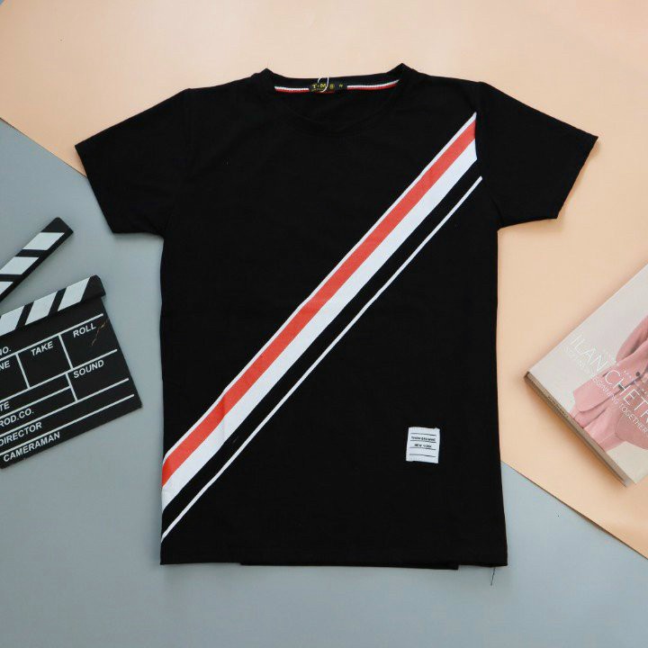 Áo Thun Nam Cổ Tròn Phối Sọc Đỏ Đen Chất Cotton Mềm Mát Thấm Hút Mồ Hôi Tốt Phù Hợp Mọi Lúc [NEW UNISEX]