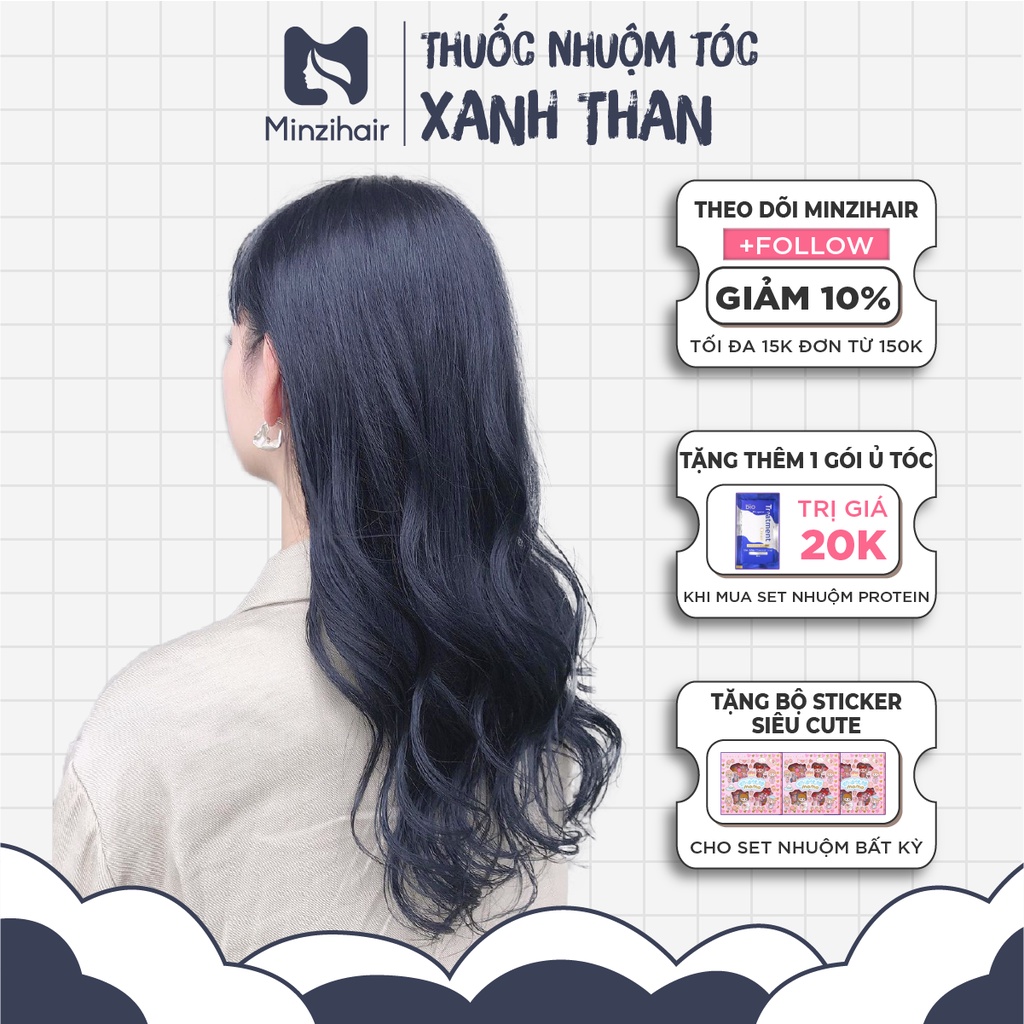 Thuốc Nhuộm Tóc Xanh Dương Đen - Xanh Than | Không Tẩy - Minzihair