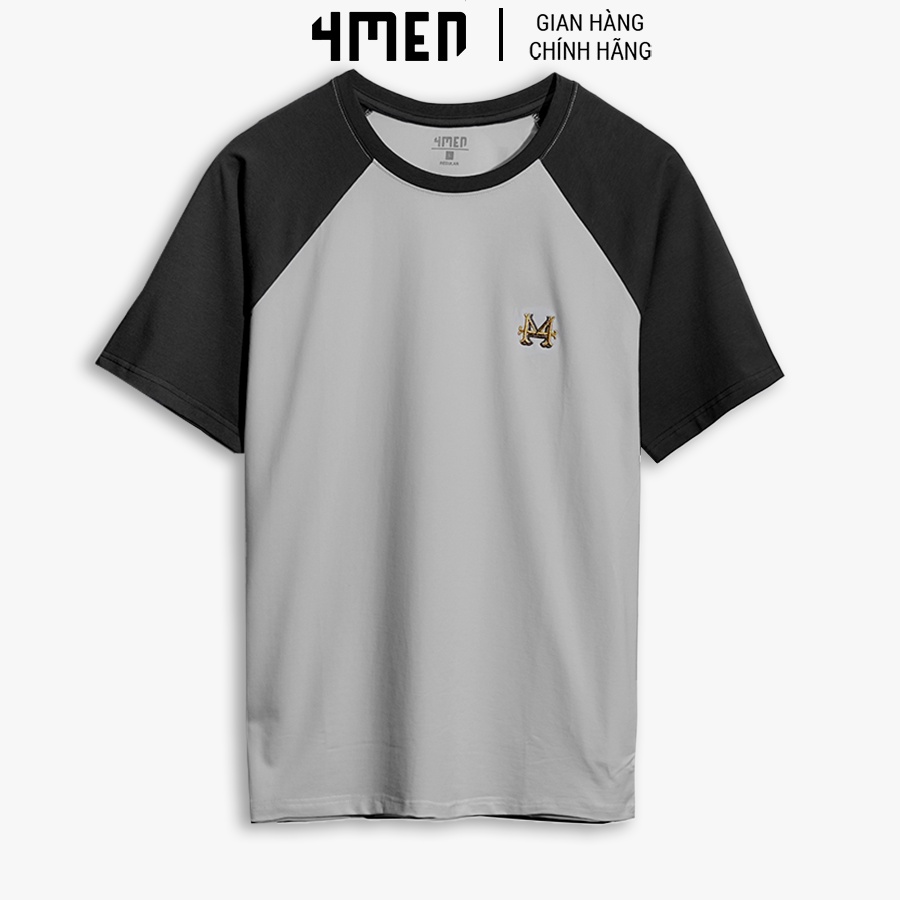 Áo Thun Nam Phối Tay RAGLAN Thêu 4M 4MEN AT059 form suông thoải mái vải cotton thoáng mát, thấm mồ hôi, co giãn