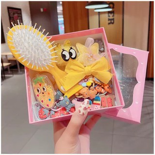set kẹp nơ kèm lược cho bé gái đáng yêu cho bé gái