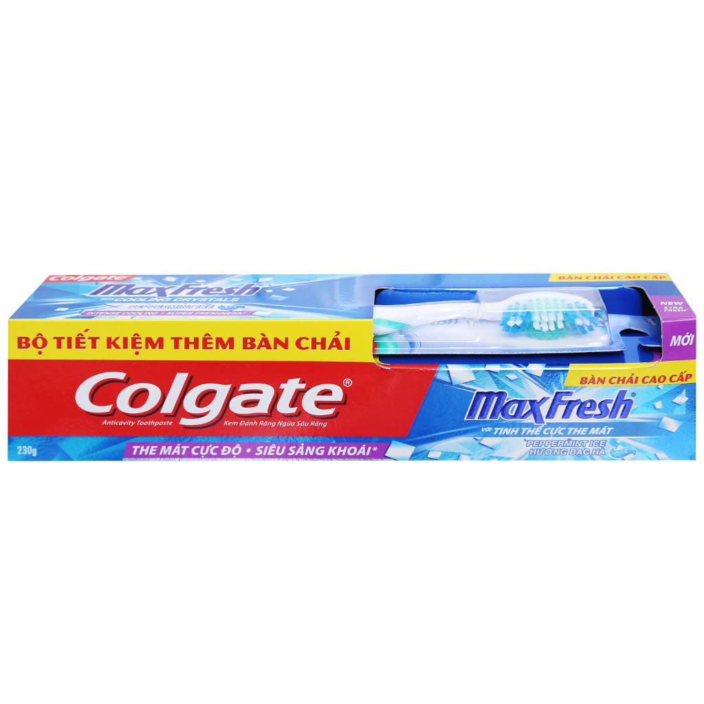 Kem đánh răng Colgate MaxFresh 230g hương bạc hà - Tặng bàn chải Cao cấp