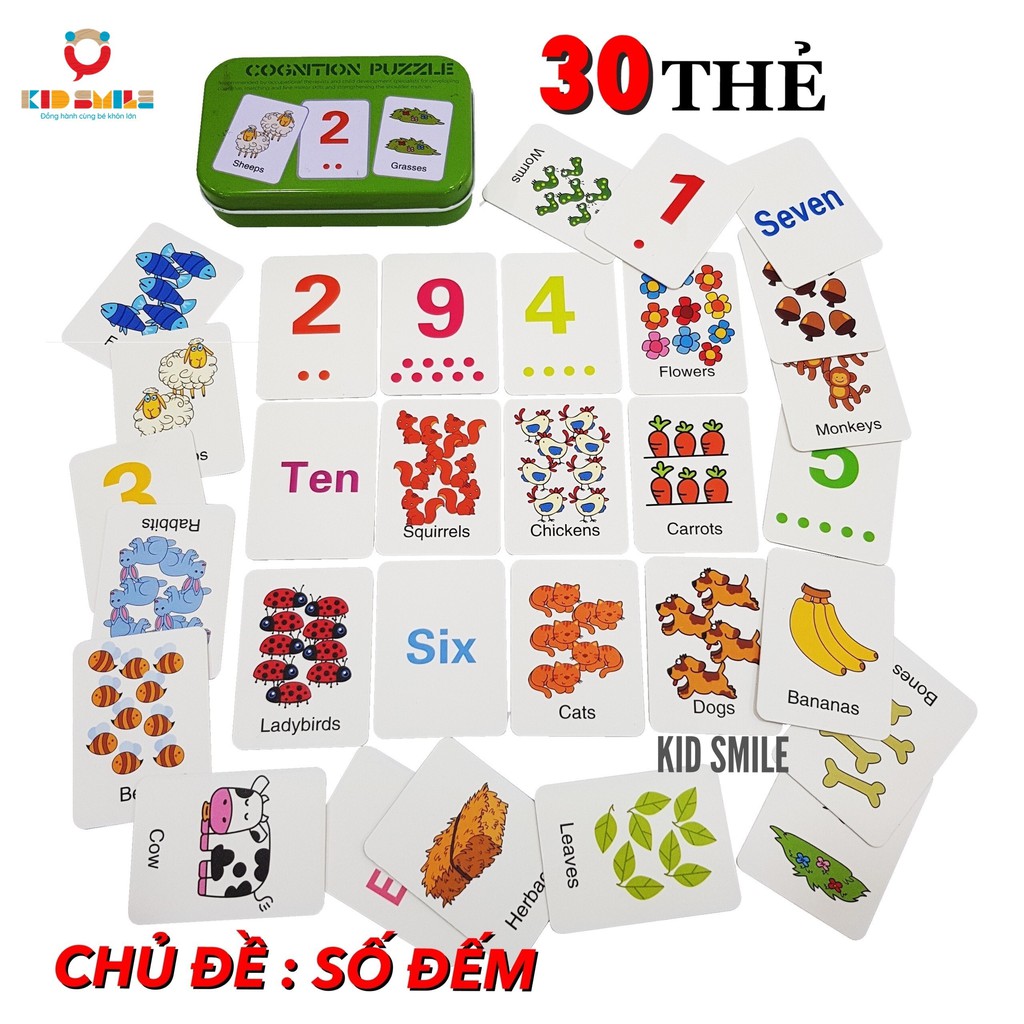 Hộp thẻ học thông minh Flashcard Tiếng Anh kích thích phát triển trí não và tư duy ngôn ngữ cho bé từ 2 đến 6 tuổi