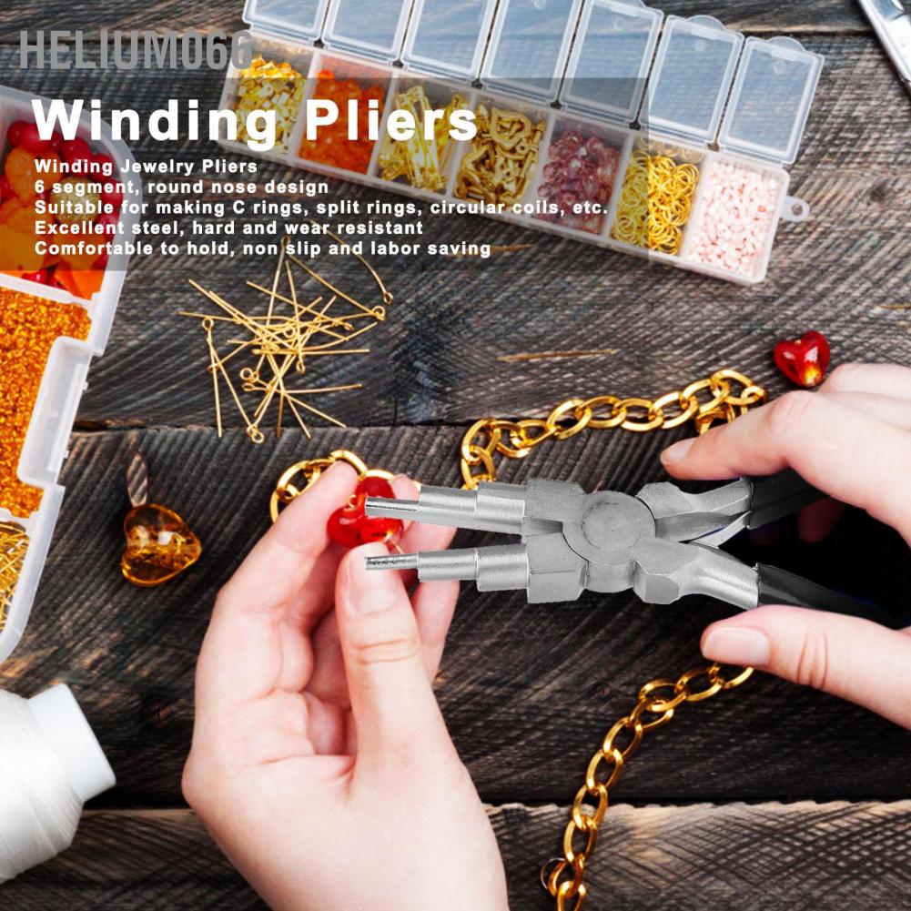 Kìm uốn lượn 6 đoạn Mũi tròn Dây kim loại cong Dụng cụ vòng cho Đồ thủ công trang sức tự làm Helium066