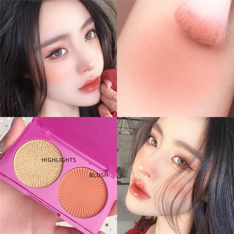 (Hàng Mới Về) Bảng Phấn Má Hồng Màu Lì Độ Bóng Cao Tự Nhiên Lâu Trôi