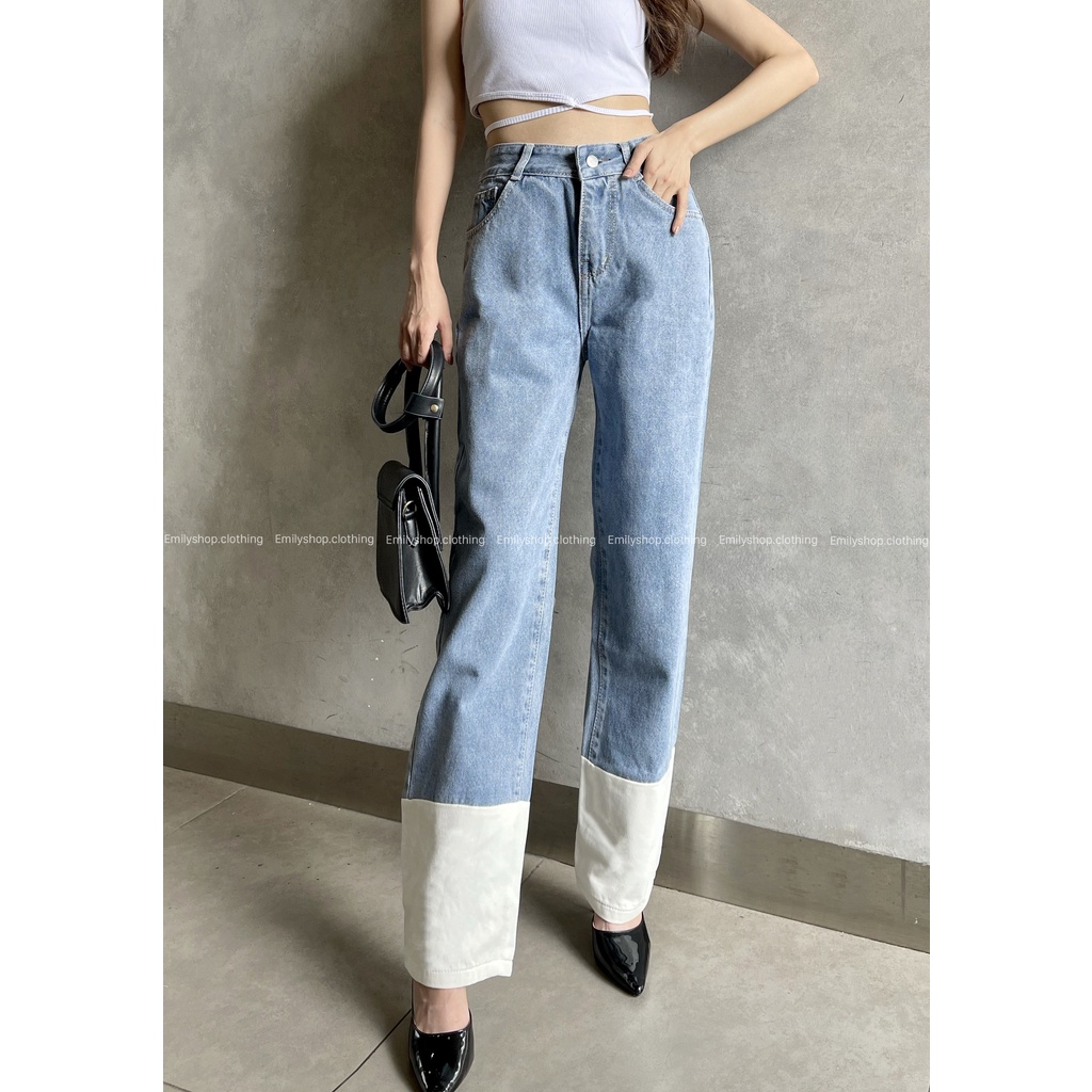Quần jeans nữ ống rộng Emilyshop ulzzang