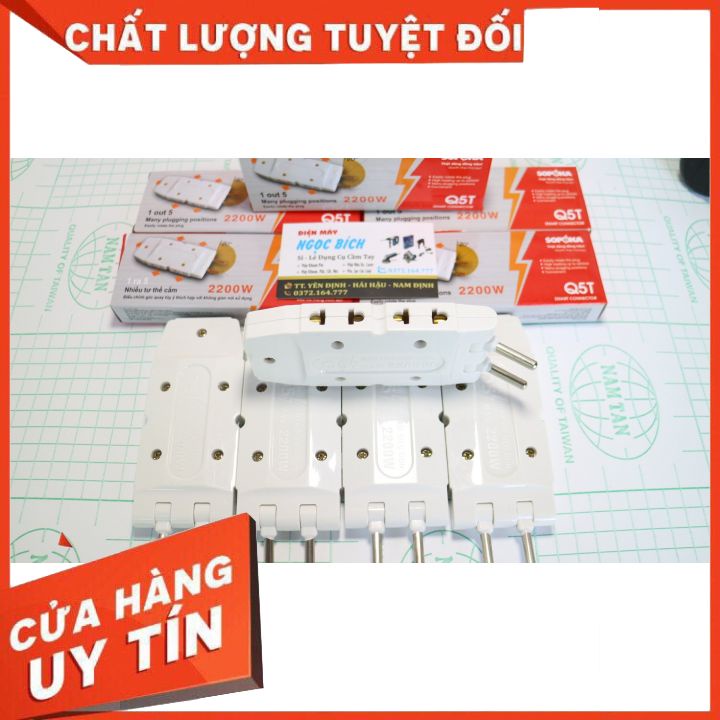 [RẺ VÔ ĐỊCH] Phích Cắm Điện 1 ra 3-Ổ Cắm Nối Chia 5 Ngã SOPOKA 2200W