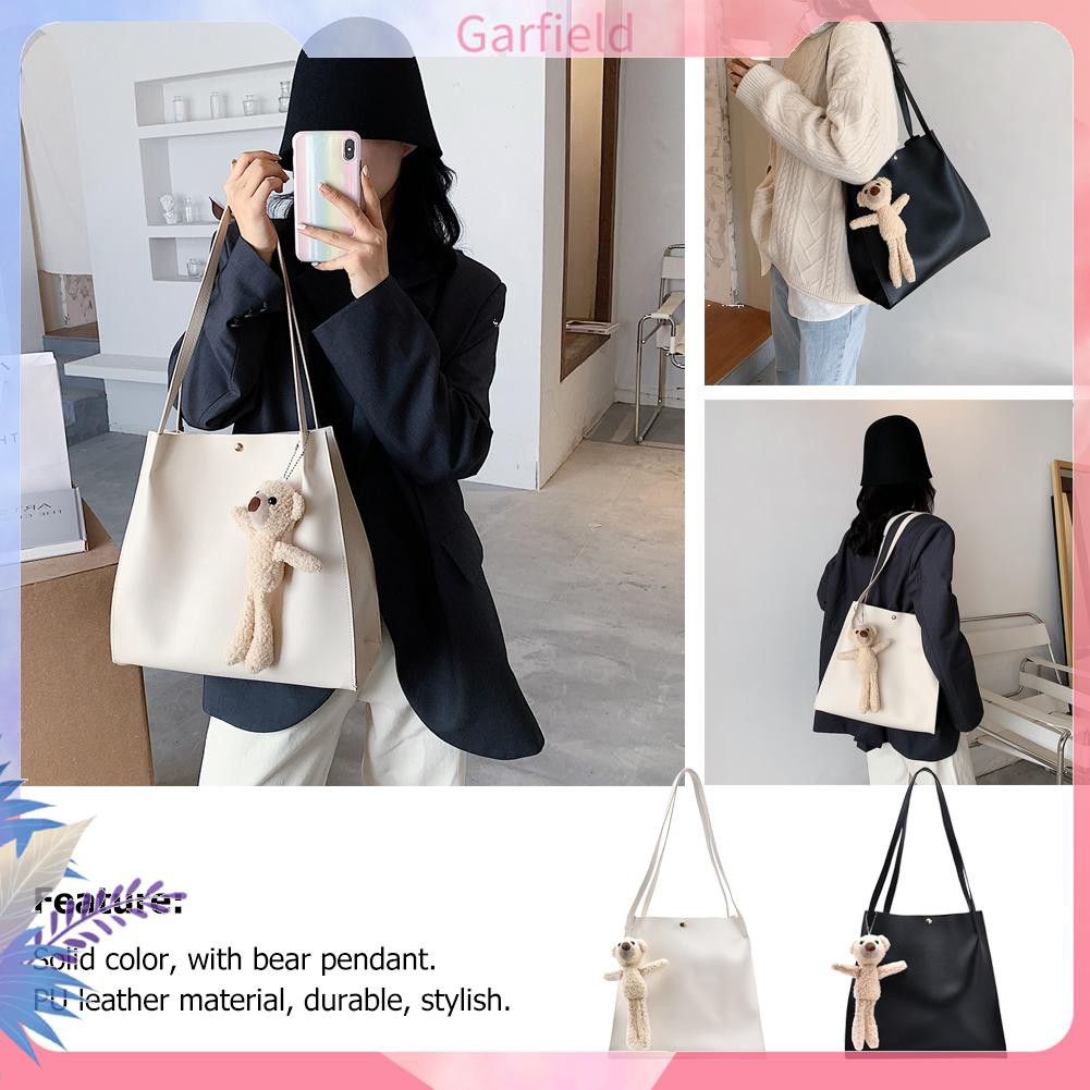 [GAR] Casual Solid Color Women Litchi Pattern Clutch Leather Messenger Bag Purse