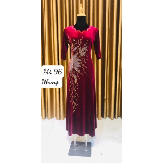 ĐẦM DẠ HỘI TRUNG NIÊN VẢI NHUNG CAO CẤP M96