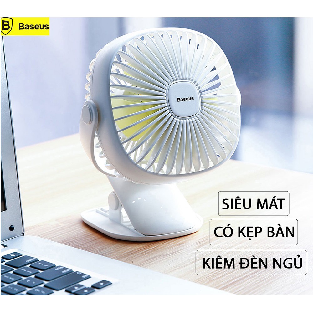 Quạt mini để bàn và kẹp bàn 3 tốc độ siêu mát chính hãng Baseus