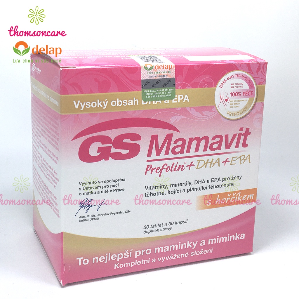 Vitamin tổng hợp cho bà bầu GS Mamavit Có DHA và EPA cho phụ nữ mang thai và cho con bú Hộp 60 viên Gsmamavit